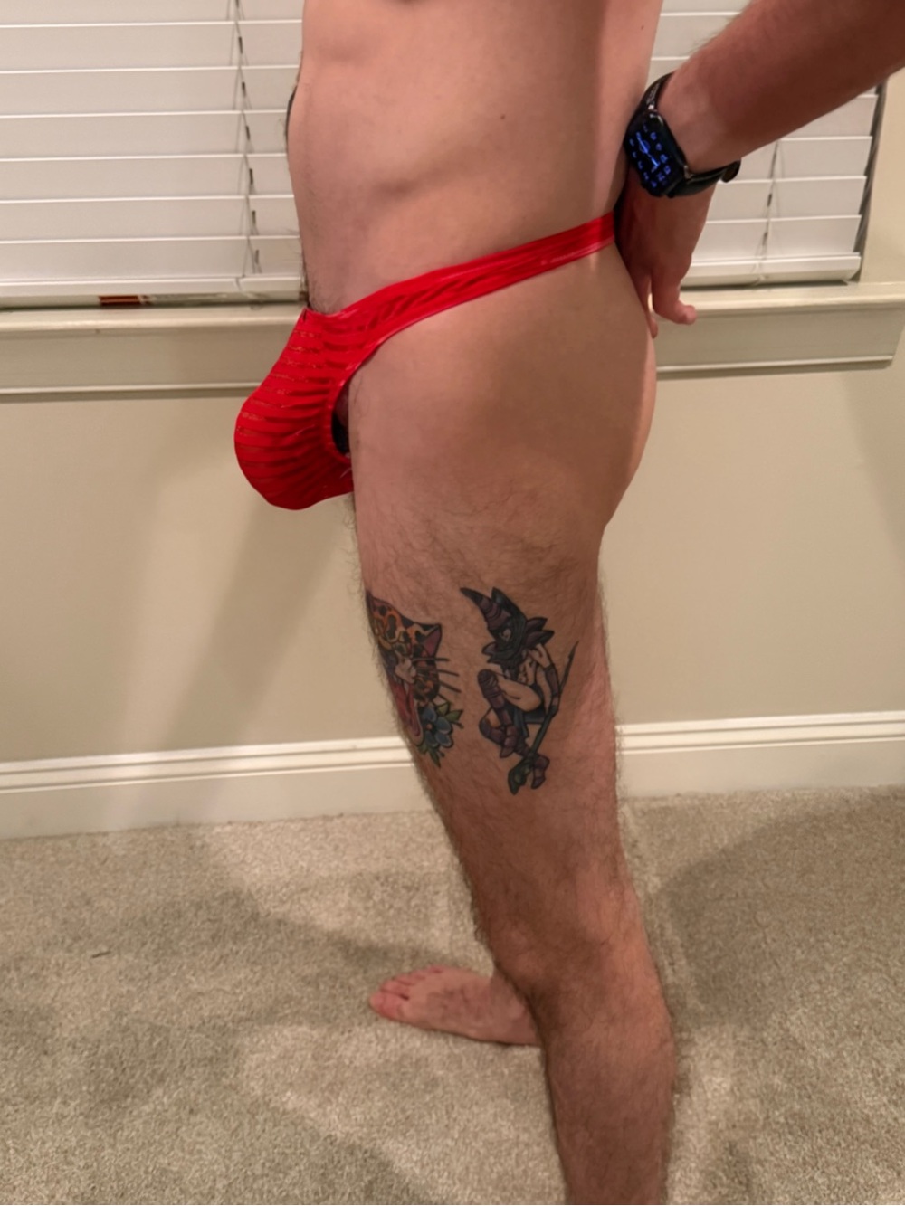 Men's Red Sheet Striped Thong Large NWOT - Picture 4 of 5
